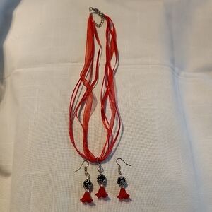 Elegant Red Floral Jewelry Set